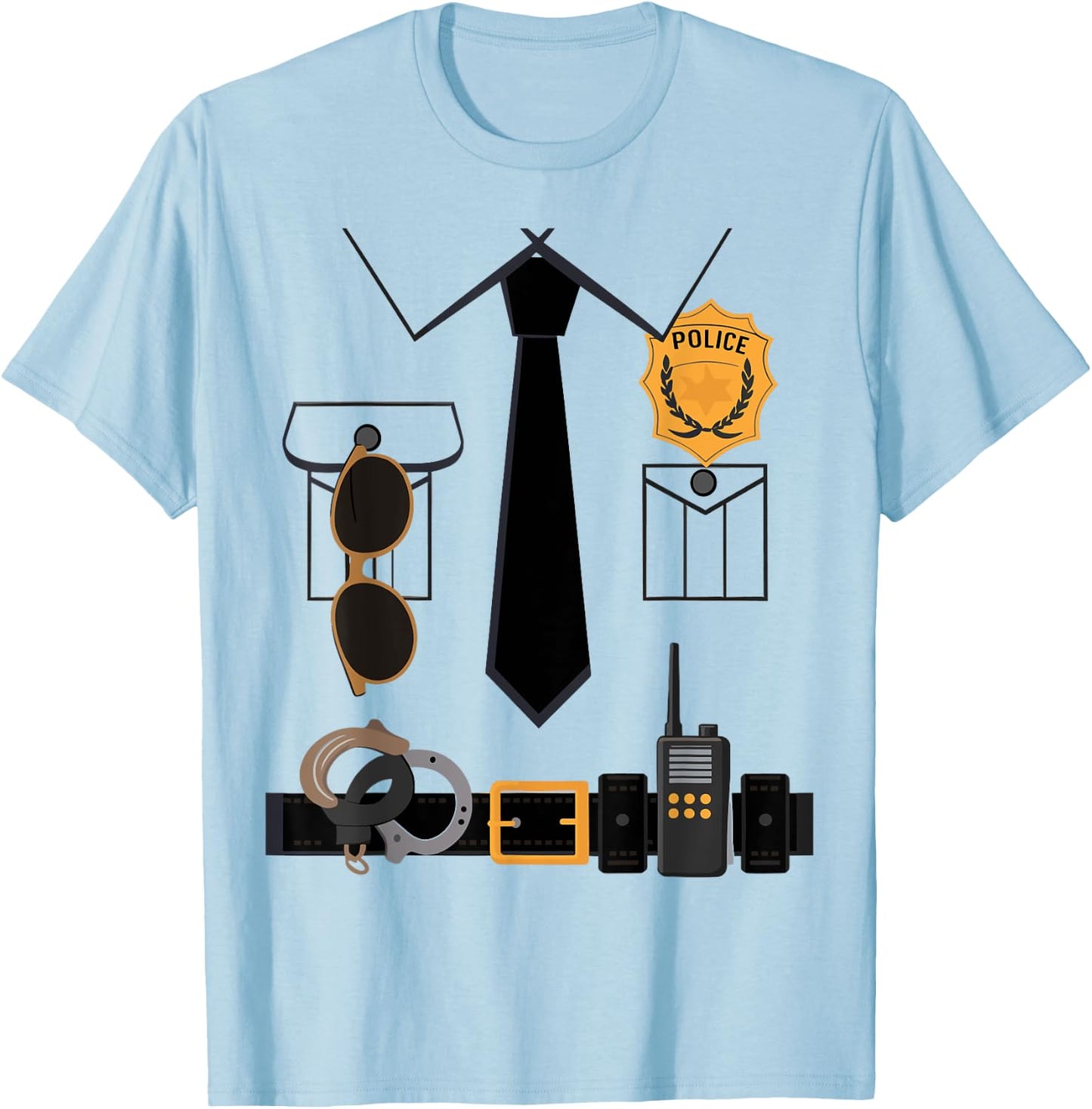 Police Costume For Kids & Adults Halloween Police Officer T-Shirt - T-Shirt | Light Blue