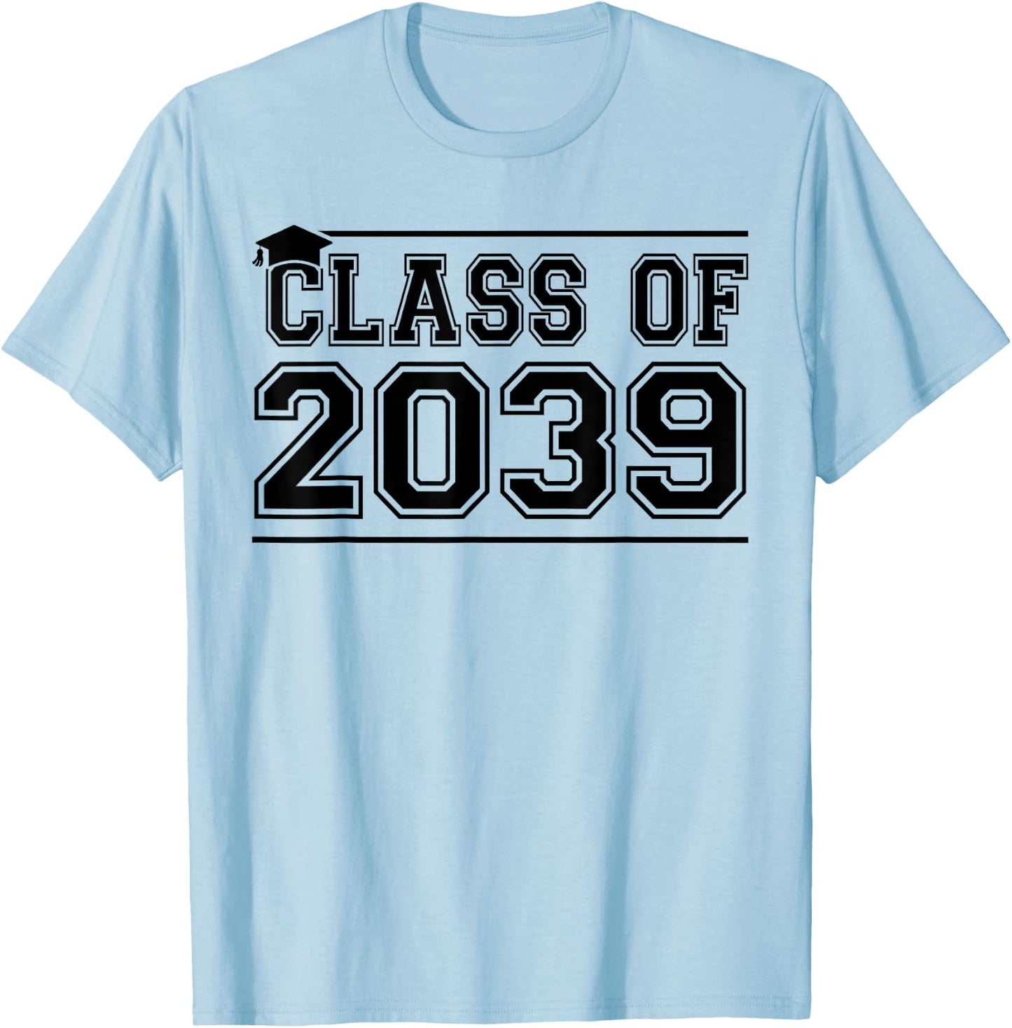 Class of 2039 Grow With Me Handprints On Back K to 12 Grade T-Shirt - T-Shirt | Light Blue