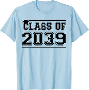 Class of 2039 Grow With Me Handprints On Back K to 12 Grade T-Shirt - T-Shirt | Light Blue