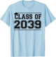 Class of 2039 Grow With Me Handprints On Back K to 12 Grade T-Shirt - T-Shirt | Light Blue