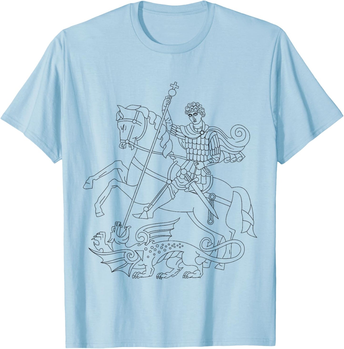 St. George and the Dragon Soldier Saint Crusades T-Shirt - T-Shirt | Light Blue
