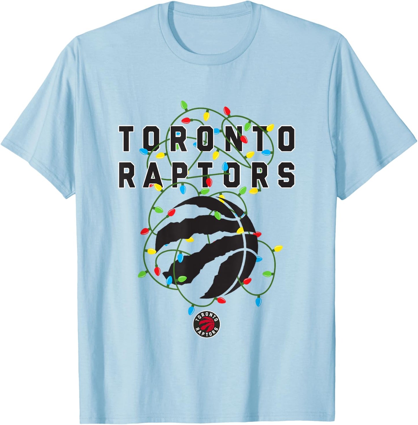 NBA Toronto Raptors Christmas Lights Holiday Logo T-Shirt - T-Shirt | Light Blue