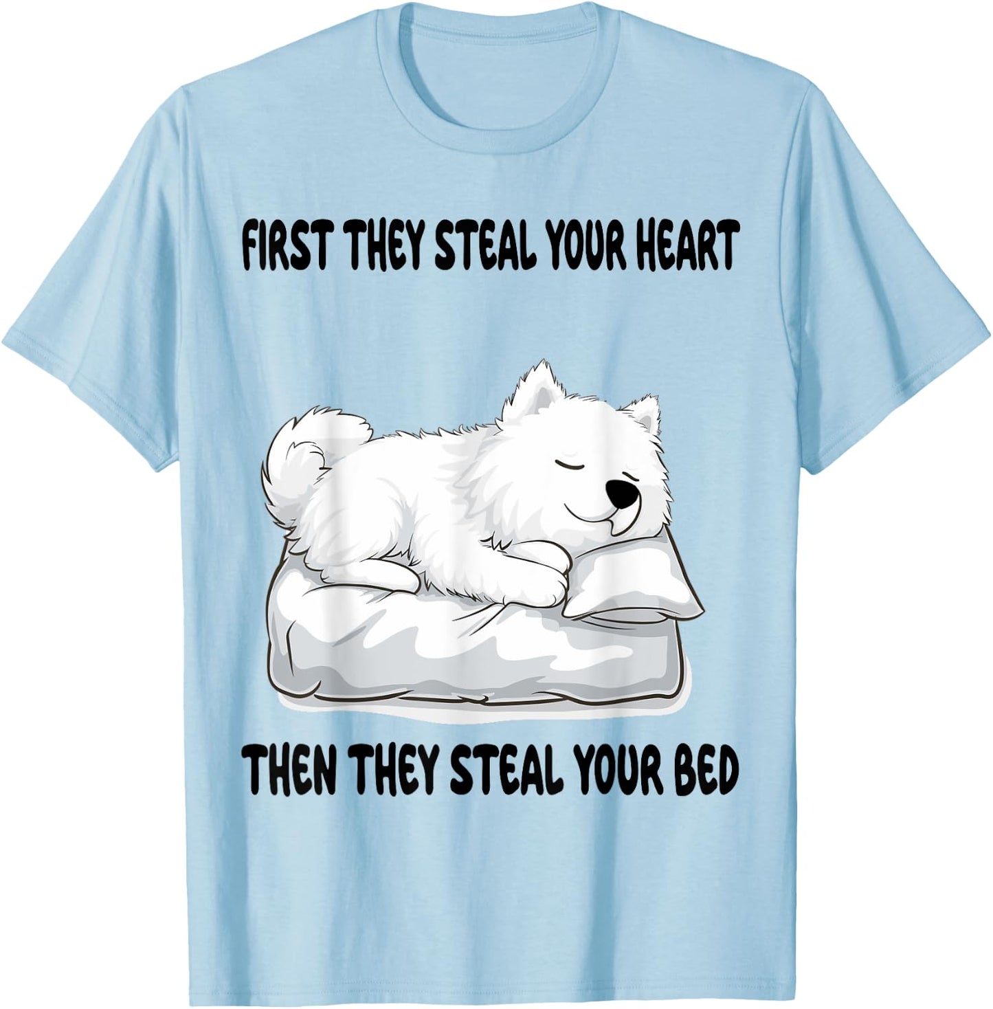 Samoyed Sleeping Pajamas Nightgown T-Shirt - T-Shirt | Light Blue