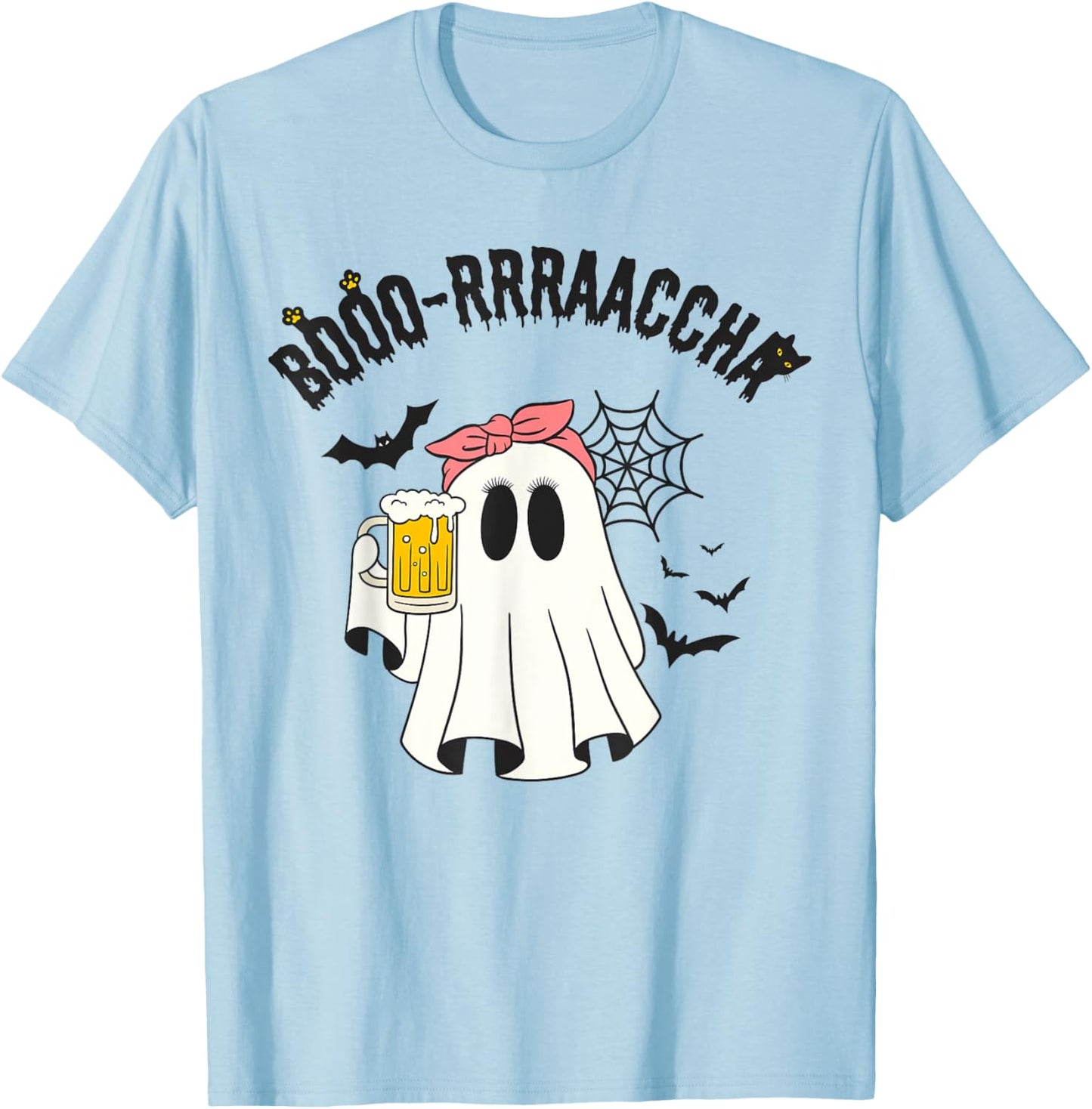 Boo-racha Funny Halloween Ghost Beer Design Borracha Funny T-Shirt - T-Shirt | Light Blue