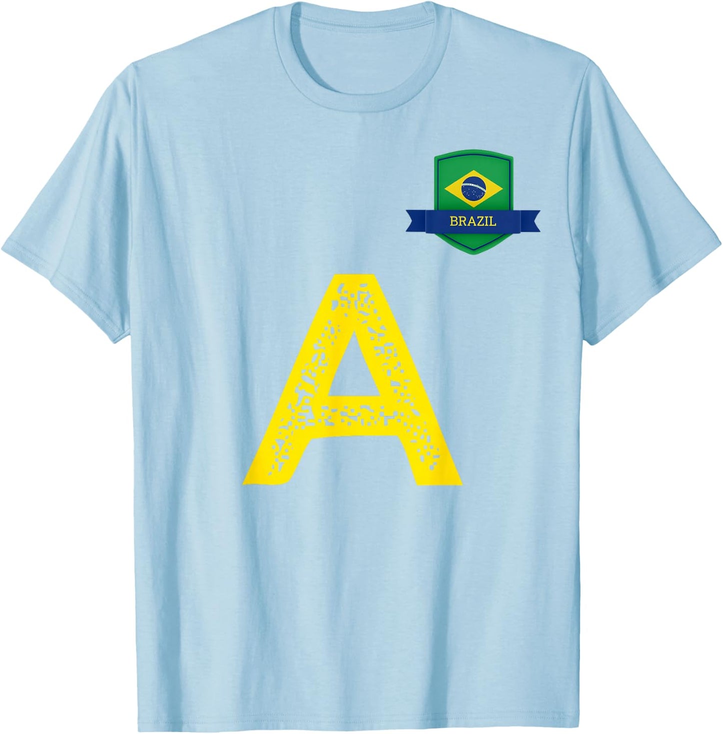 Brazil Human-Flag Letter A Brazil T-Shirt - T-Shirt | Light Blue