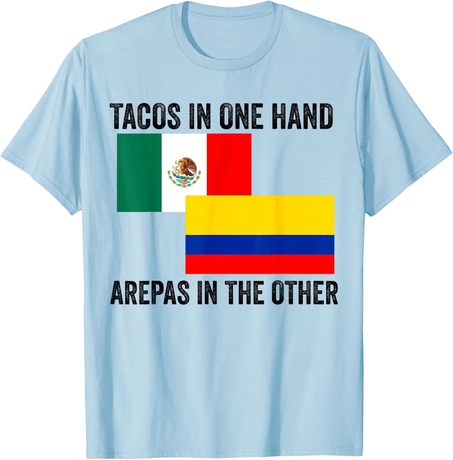 Half Colombian Half Mexican Flag 1/2 Heritage Pride T-Shirt - T-Shirt | Light Blue