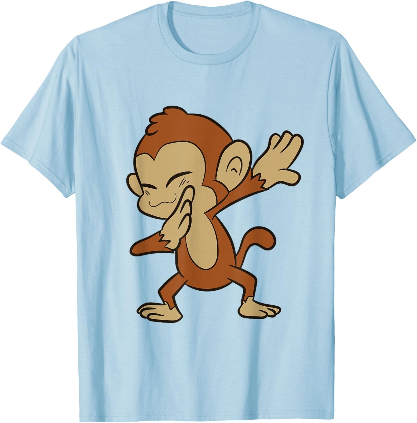 Monkey Animal Ape Funny Dabbing Monkey T-Shirt - T-Shirt | Light Blue
