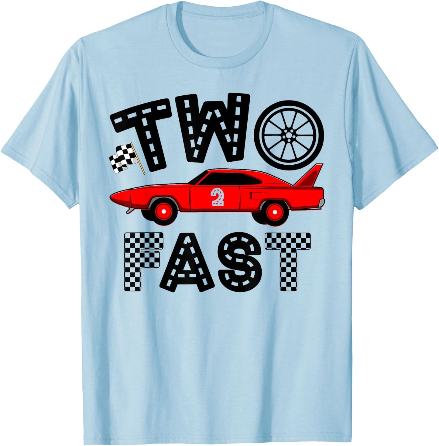 Two Fast 2 Curious Birthday 2 Years Old B-day Funny T-Shirt - T-Shirt | Light Blue