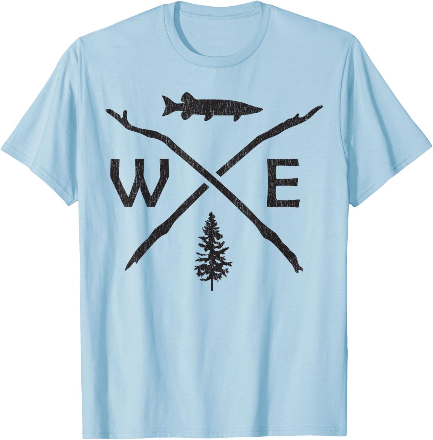 Musky Fishing - Muskie Compass Outdoor Fisherman Gift T-Shirt - T-Shirt | Light Blue