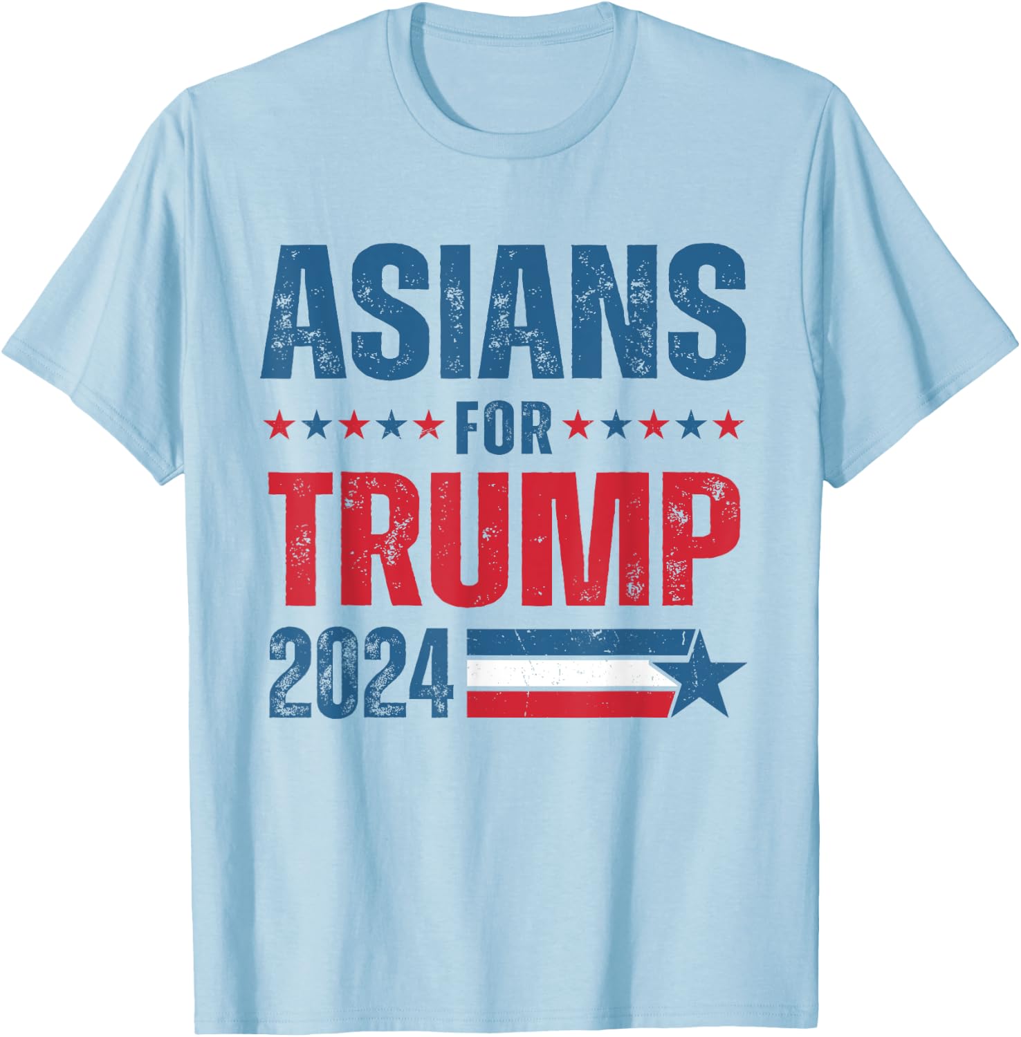Asians For Trump 2024 Respublican US Flag T-Shirt - T-Shirt | Light Blue