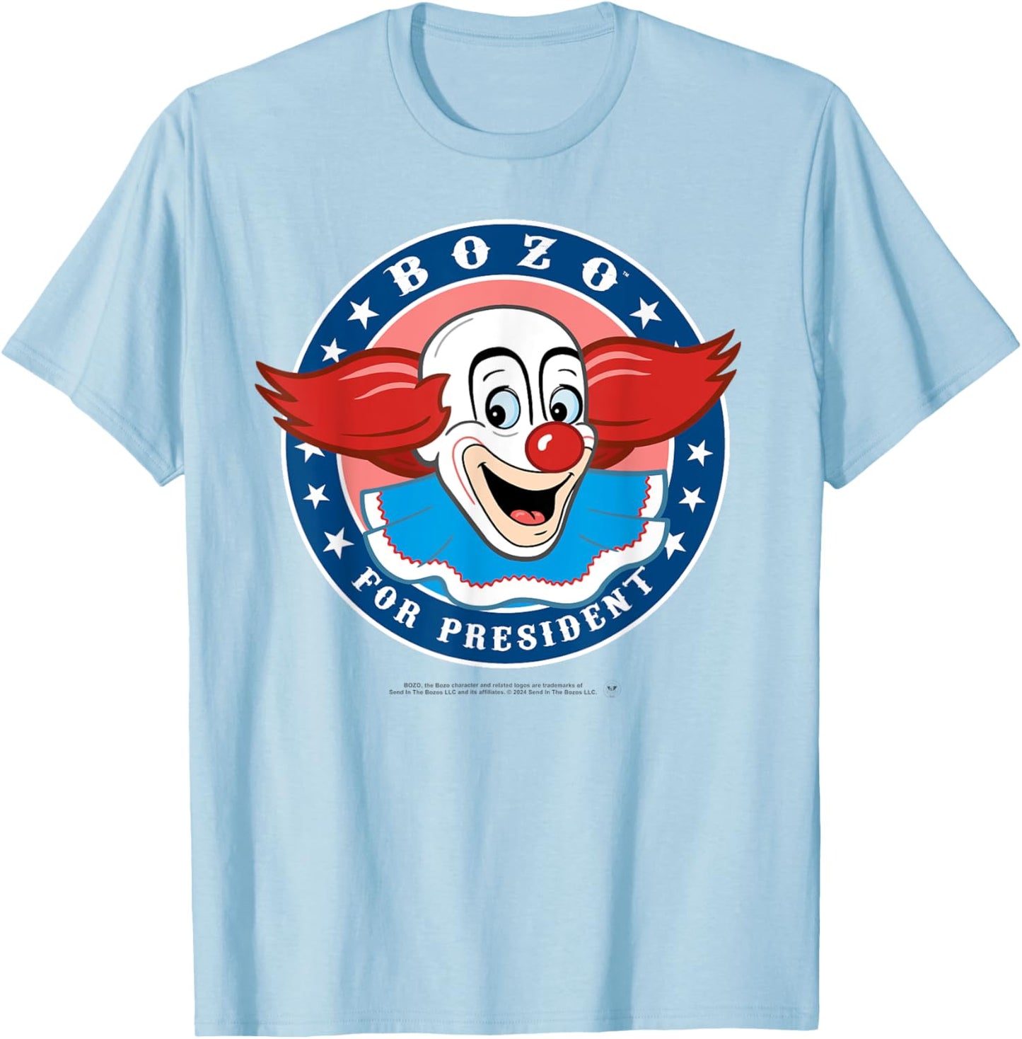 Bozo the Clown - Vintage Bozo For President T-Shirt - T-Shirt | Light Blue