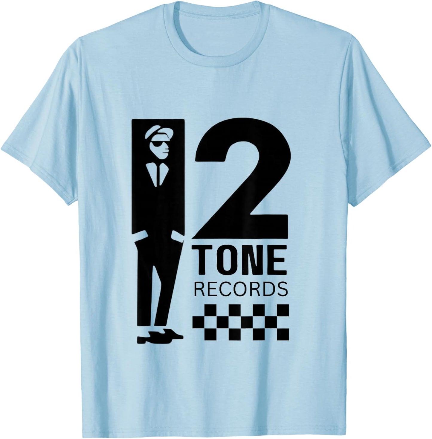 Two Tone Ska Music Checkerboard T-Shirt - T-Shirt | Light Blue