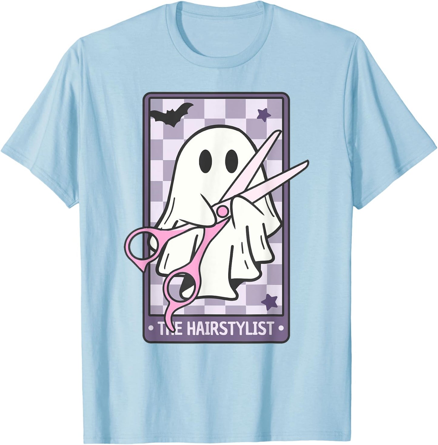 The Hairstylist Tarort Cute Cosmetologist Ghost Halloween T-Shirt - T-Shirt | Light Blue