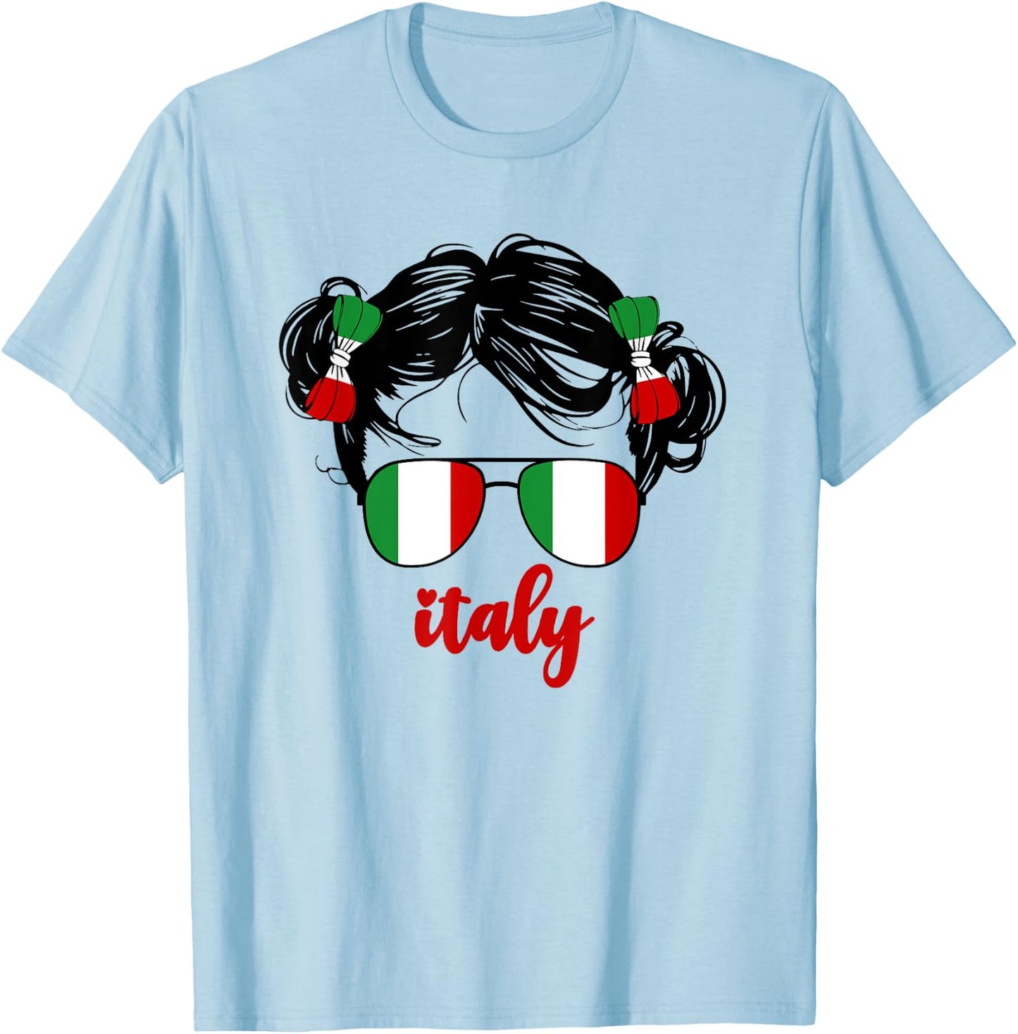 Cute Italian Girl For Kids Pride Italia Italy Flag Girls T-Shirt - T-Shirt | Light Blue