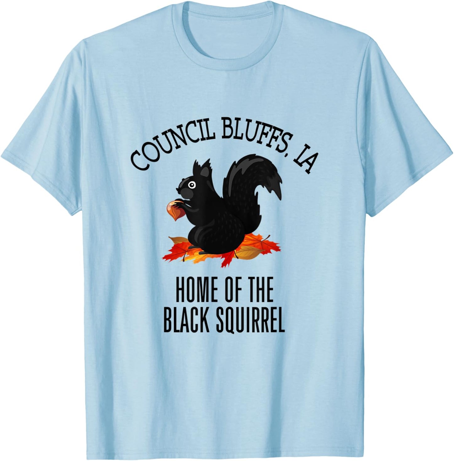 Council Bluffs Home of the Black Squirrel T-Shirt - T-Shirt | Light Blue