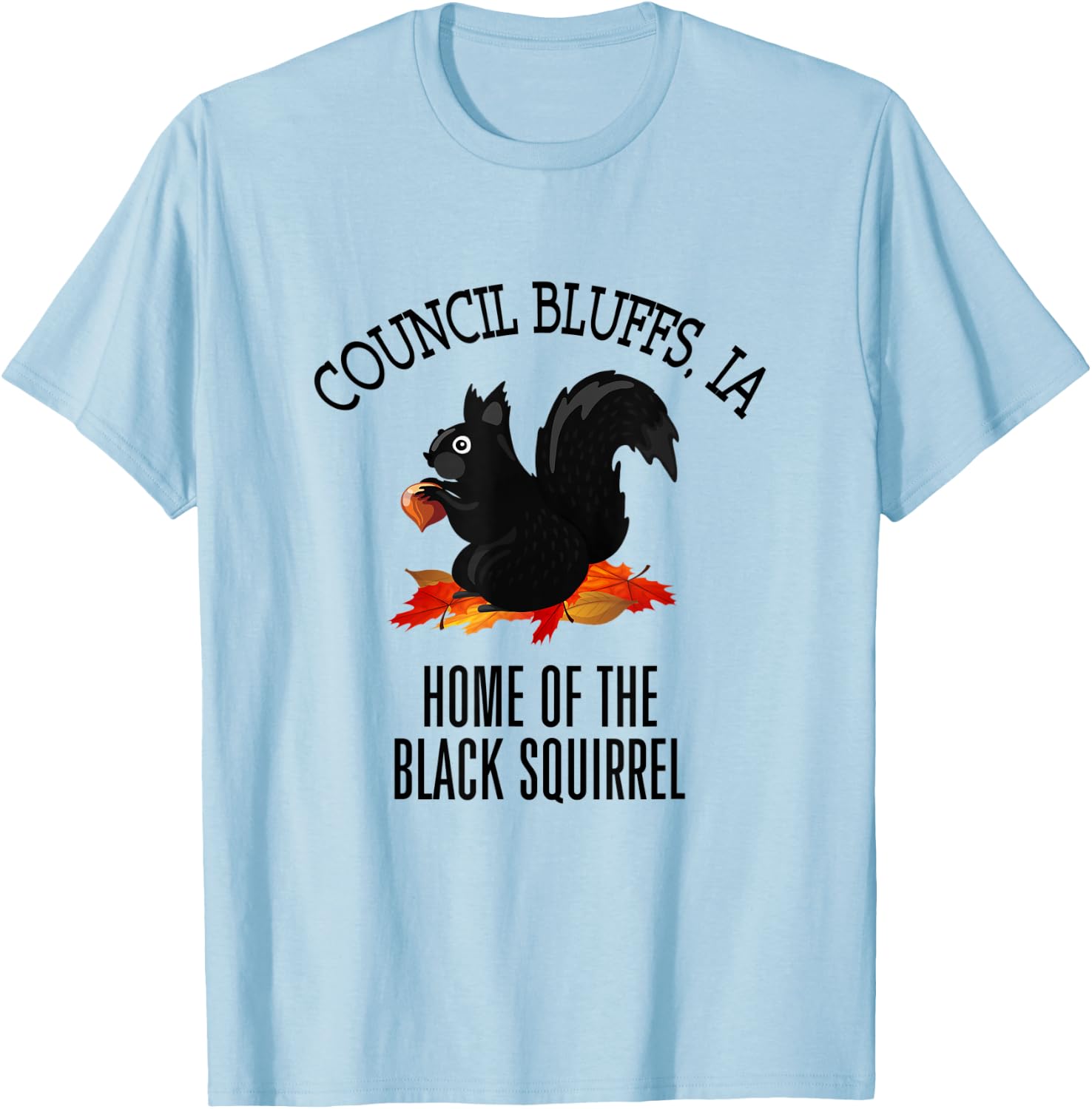 Council Bluffs Home of the Black Squirrel T-Shirt - T-Shirt | Light Blue