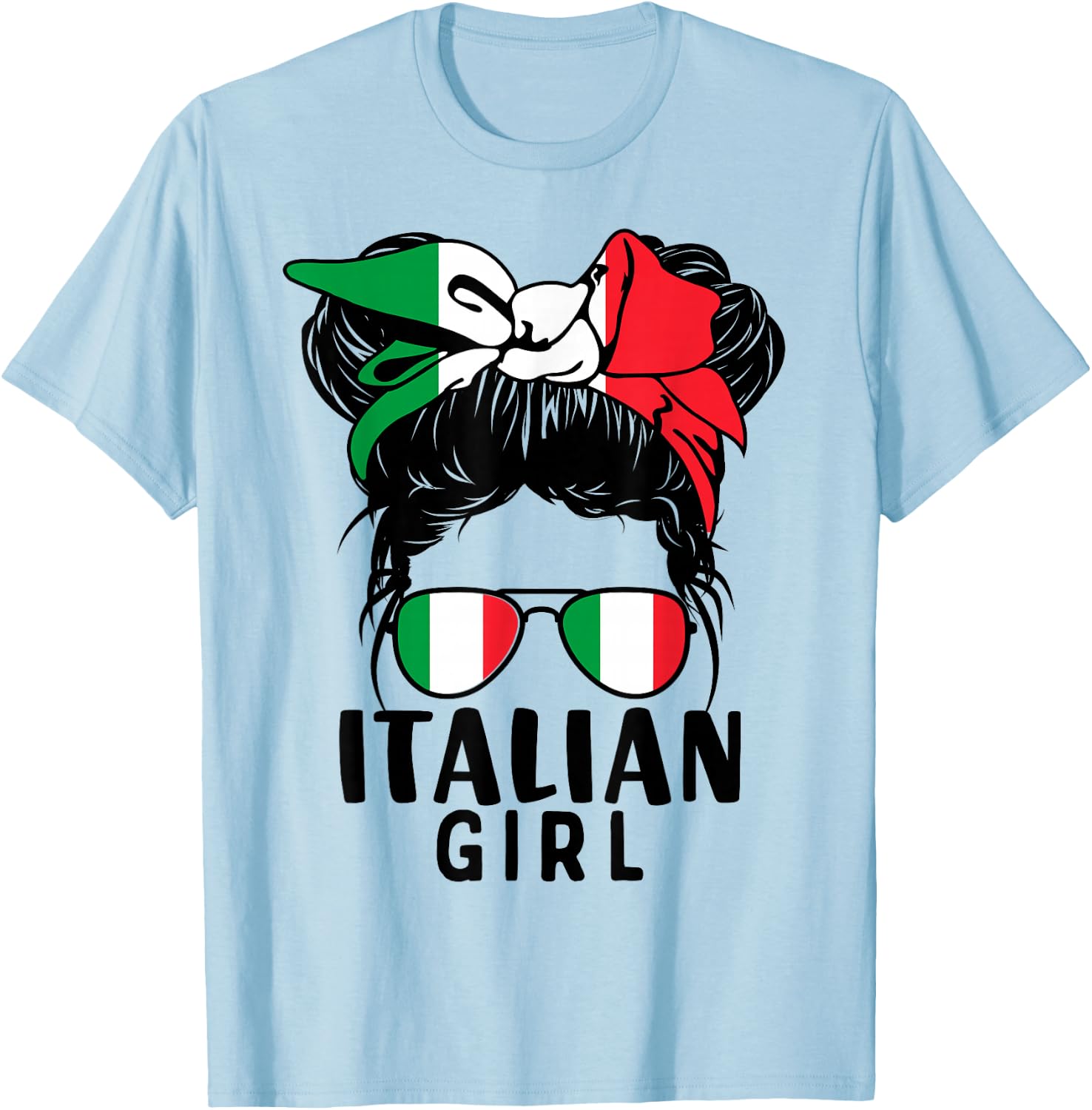 Italian Girl Messy Hair Italy Pride Patriotic Kids T-Shirt - T-Shirt | Light Blue