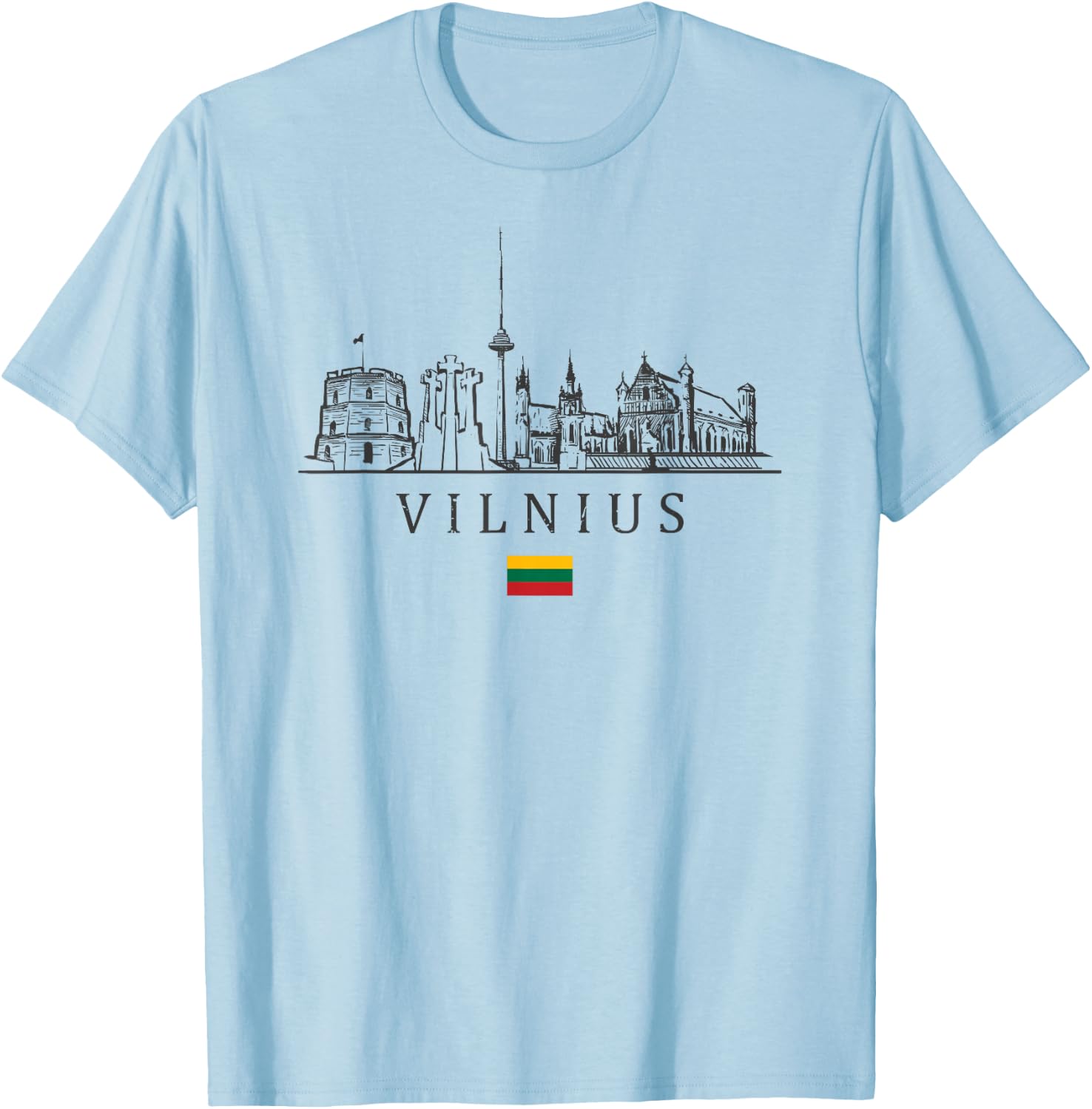 Vintage Vilnius Lithuania Vacation | Lithuania Lover T-Shirt - T-Shirt | Light Blue