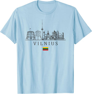 Vintage Vilnius Lithuania Vacation | Lithuania Lover T-Shirt - T-Shirt | Light Blue
