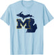 University of Michigan Wolverines U of M State Shape T-Shirt - T-Shirt | Light Blue