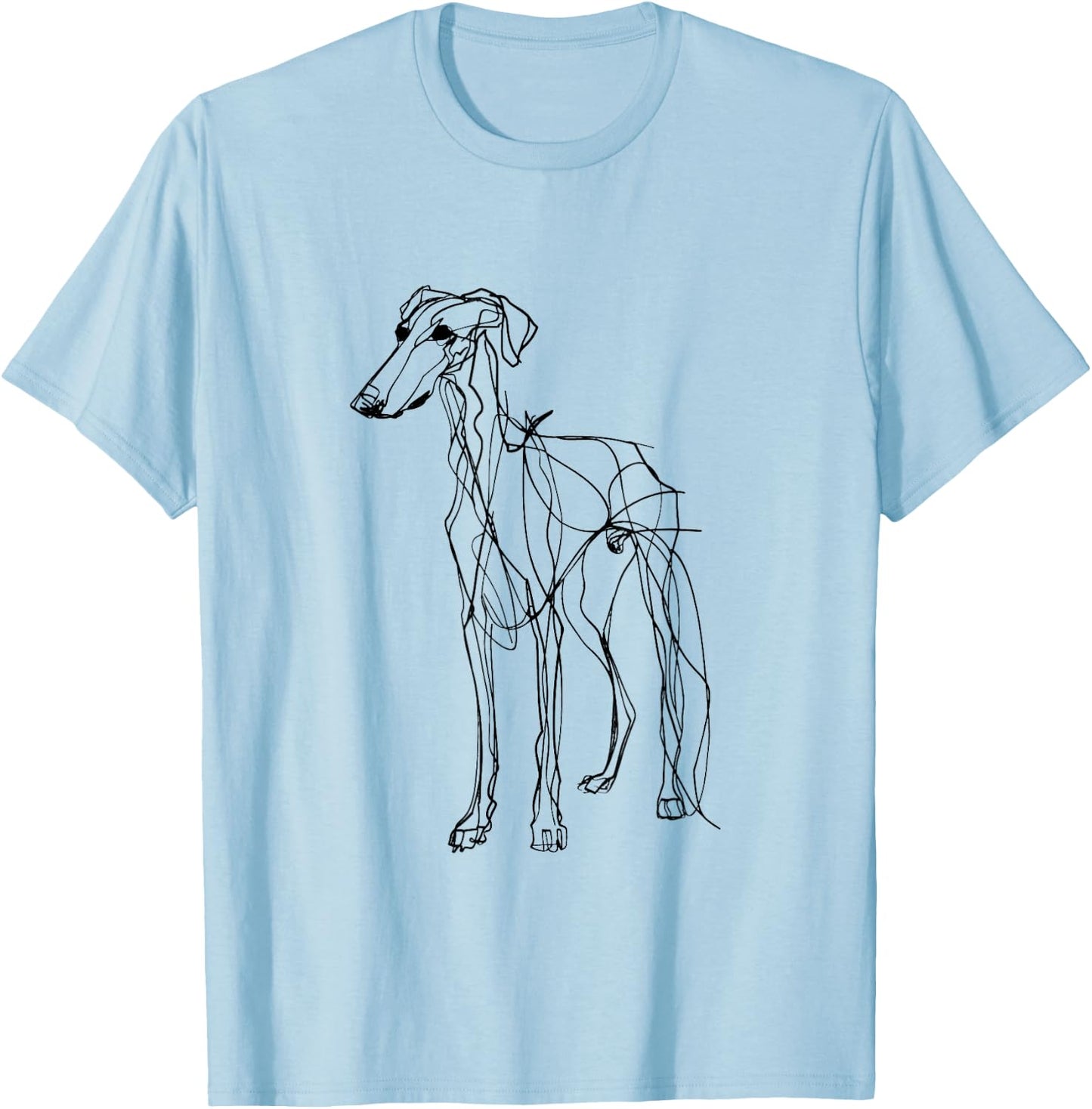 Silken Windhound Dog Line Art Minimalist Mom Dad T-Shirt - T-Shirt | Light Blue