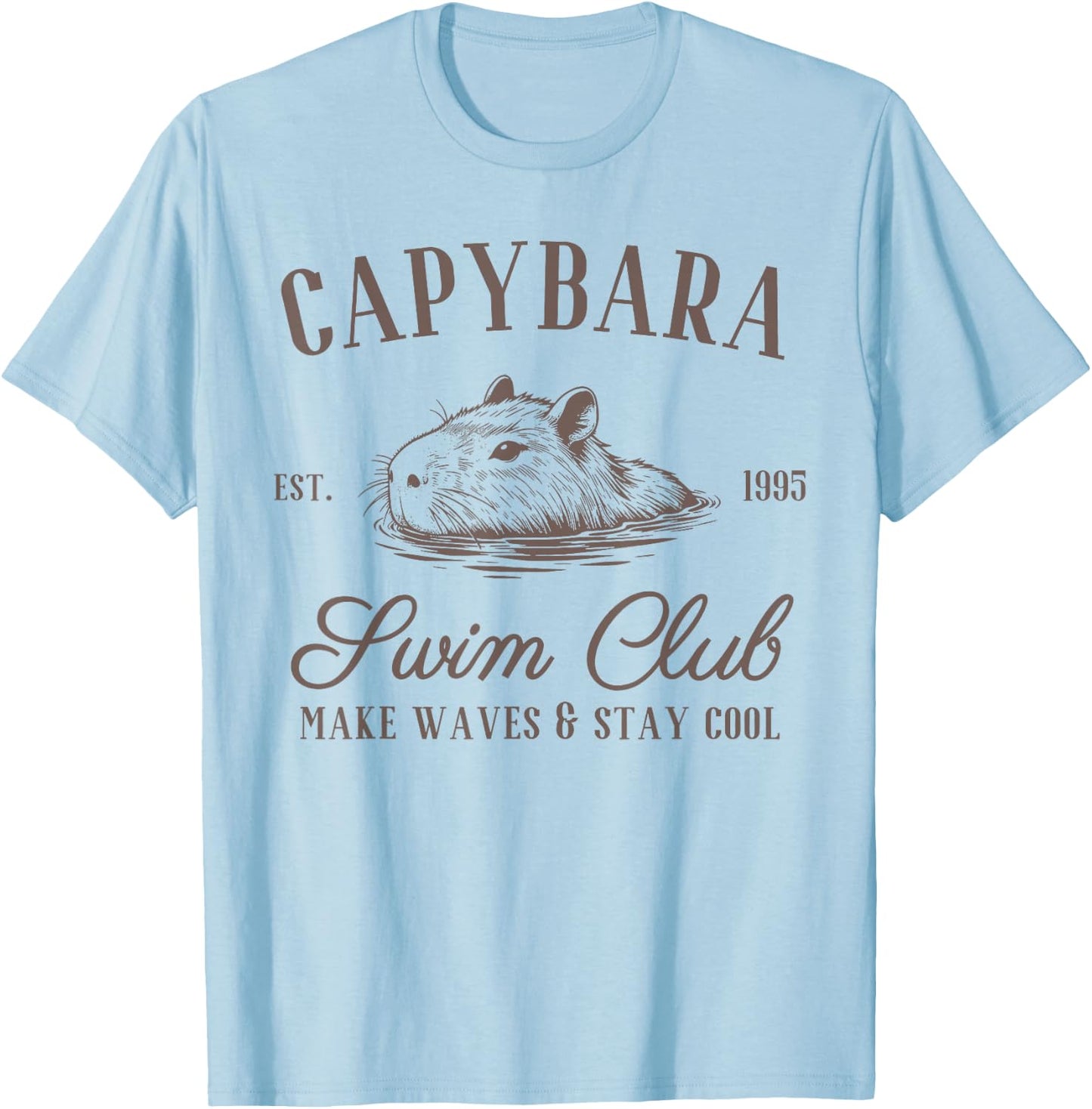 Capybara Swim Club Awesome Capybara, Funny Capybara Meme T-Shirt - T-Shirt | Light Blue