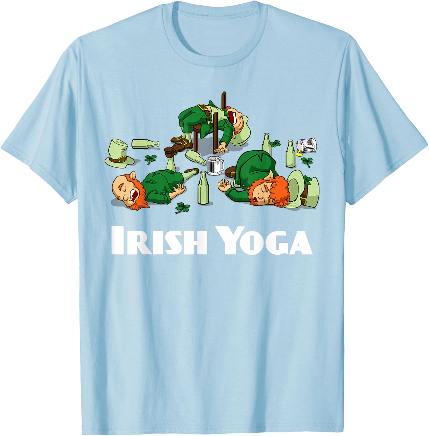 Irish Yoga Funny St. Patrick's Day Leprechaun Matching Group T-Shirt - T-Shirt | Light Blue