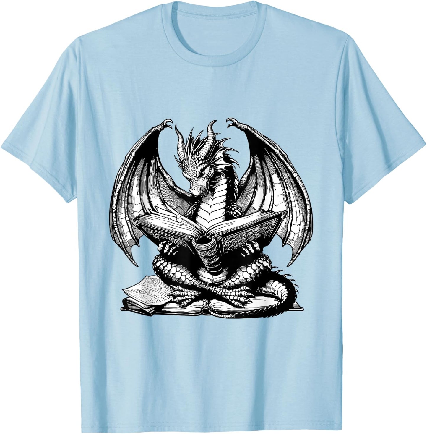 Dragon Reading Book Bookworm Books Dragon Lover Learning T-Shirt - T-Shirt | Light Blue