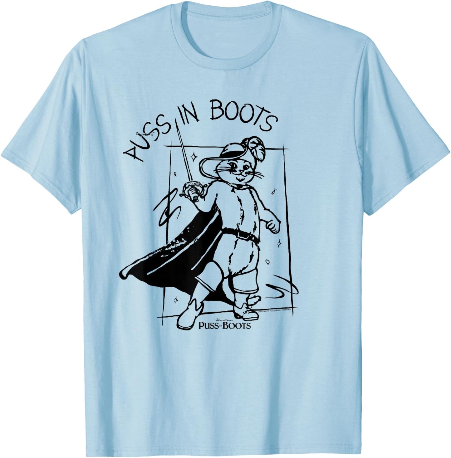 DreamWorks Puss in Boots Sketch T-Shirt - T-Shirt | Light Blue