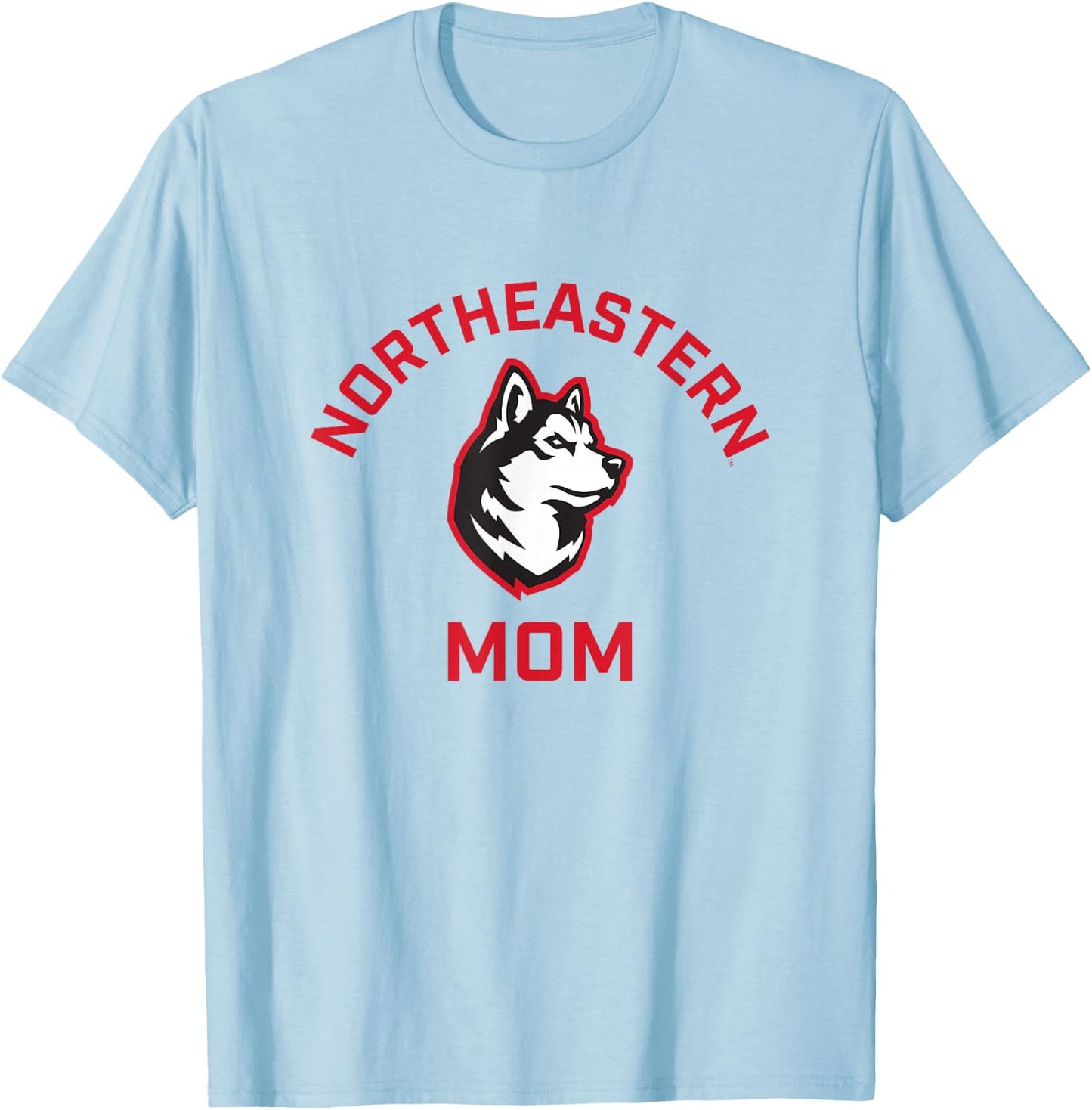 Campus Lab Northeastern University NEU Huskies Arched Mom - Grey, -Adults, Short Sleeve, , Small T-Shirt - T-Shirt | Light Blue