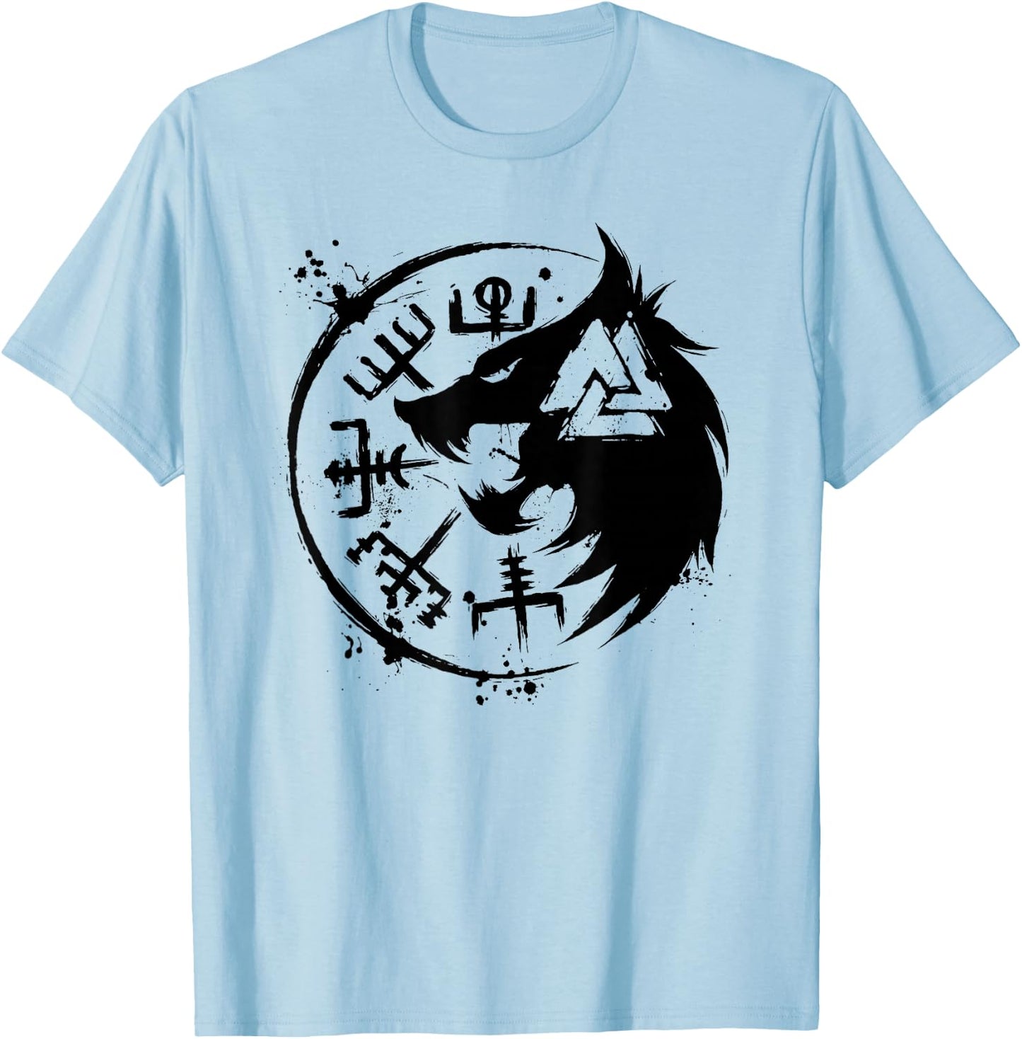 Fenrir Wolf Fenris-Wolf - Viking Vegvisir Valknut T-Shirt - T-Shirt | Light Blue