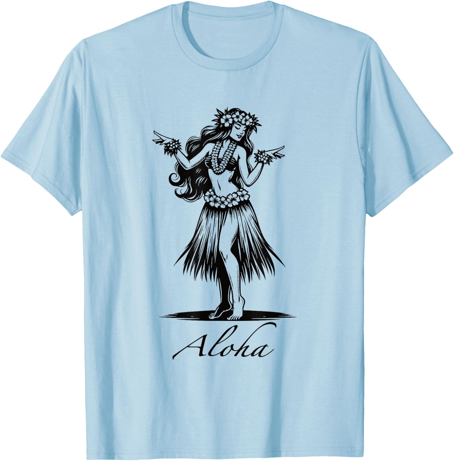 Aloha Hawaii Hawaiian Vintage Wahine Hula Dance Dancer Girl T-Shirt - T-Shirt | Light Blue