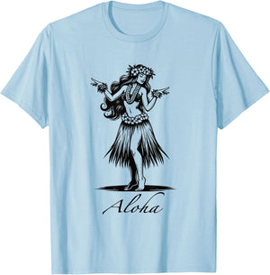 Aloha Hawaii Hawaiian Vintage Wahine Hula Dance Dancer Girl T-Shirt - T-Shirt | Light Blue