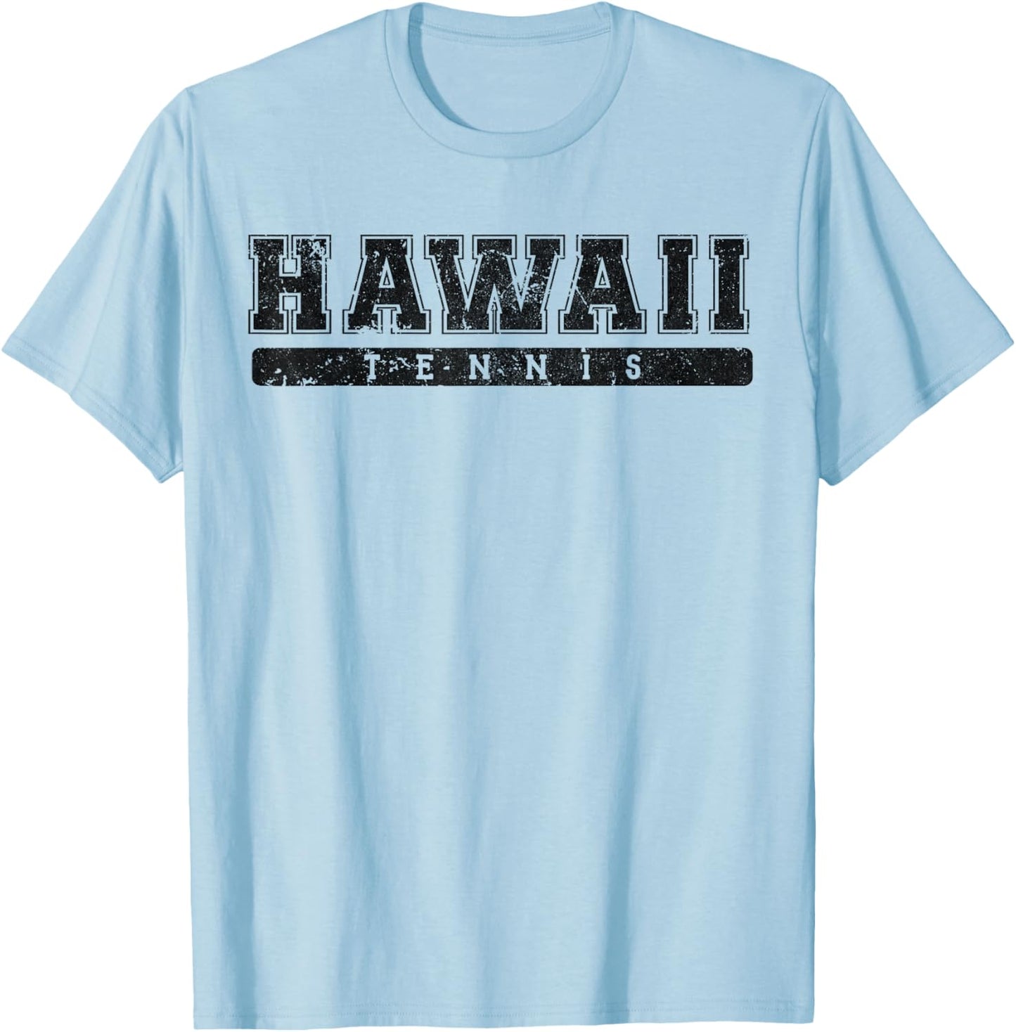 Hawaii Tennis Black Vintage Text T-Shirt - T-Shirt | Light Blue