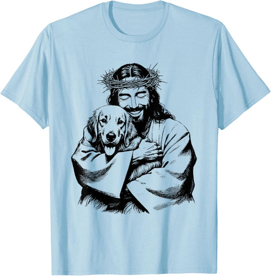 Jesus Golden Retriever - Funny Christian Religious Dog Lover Women Kids T-Shirt - T-Shirt | Light Blue