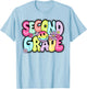 Second Grade Groovy Happy First Day Of School Bright Dots T-Shirt - T-Shirt | Light Blue