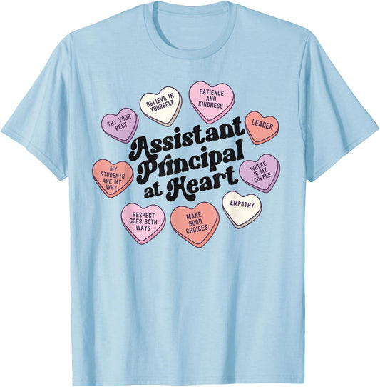 Assistant Principal At Heart Valentines Day T-Shirt - T-Shirt | Light Blue