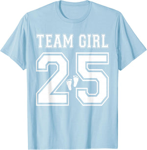 Team Girl 2025 Gender Reveal Girl Baby Shower Adoption T-Shirt - T-Shirt | Light Blue