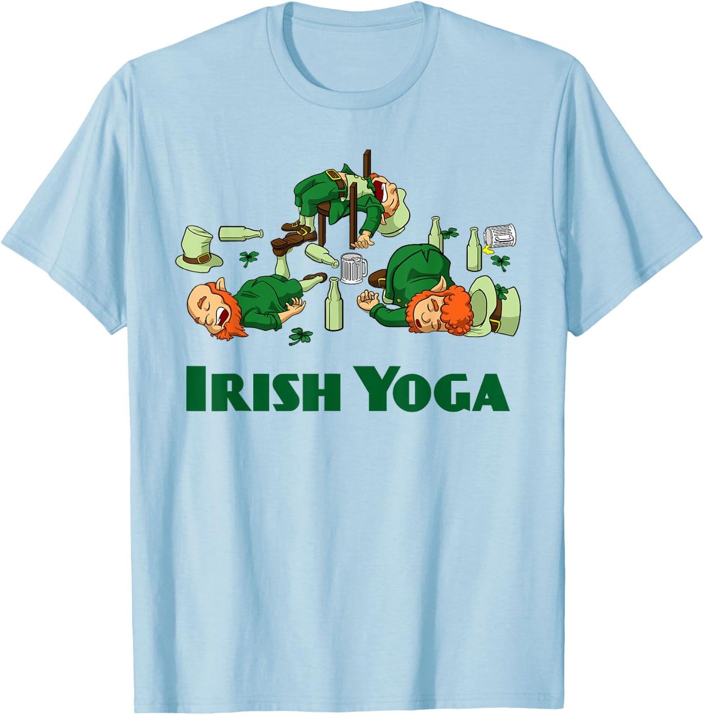 Irish Yoga Funny St. Patrick's Day Party Leprechaun Matching T-Shirt - T-Shirt | Light Blue