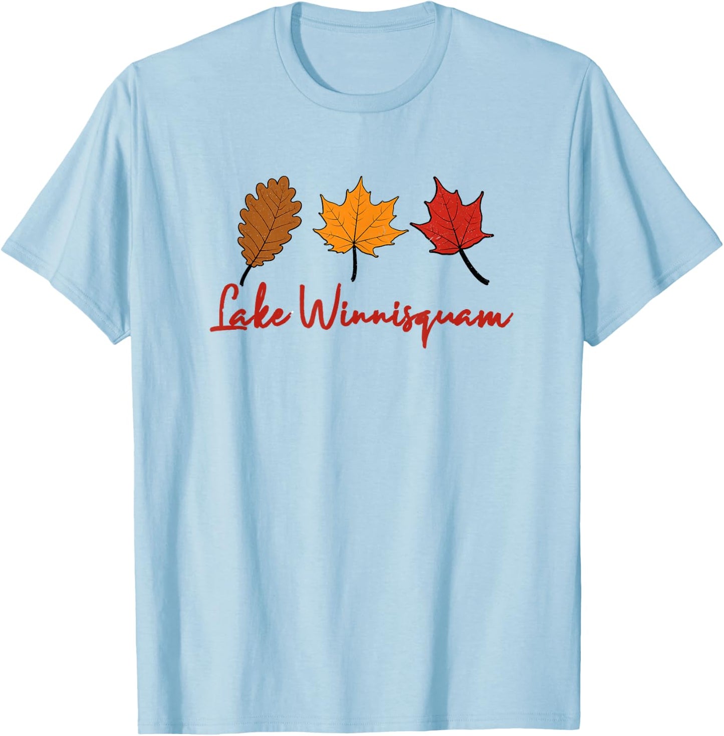 Lake Winnisquam Fall Foliage Autumn Leaf Peeping Oak Maple T-Shirt - T-Shirt | Light Blue