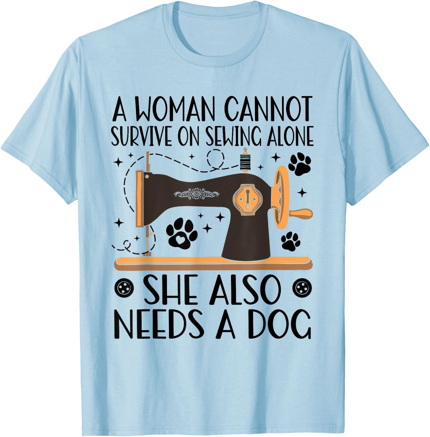 Funny Sewing Dog Lover Quilting Fabric Tailor Sewer Quilter Women Kids T-Shirt - T-Shirt | Light Blue