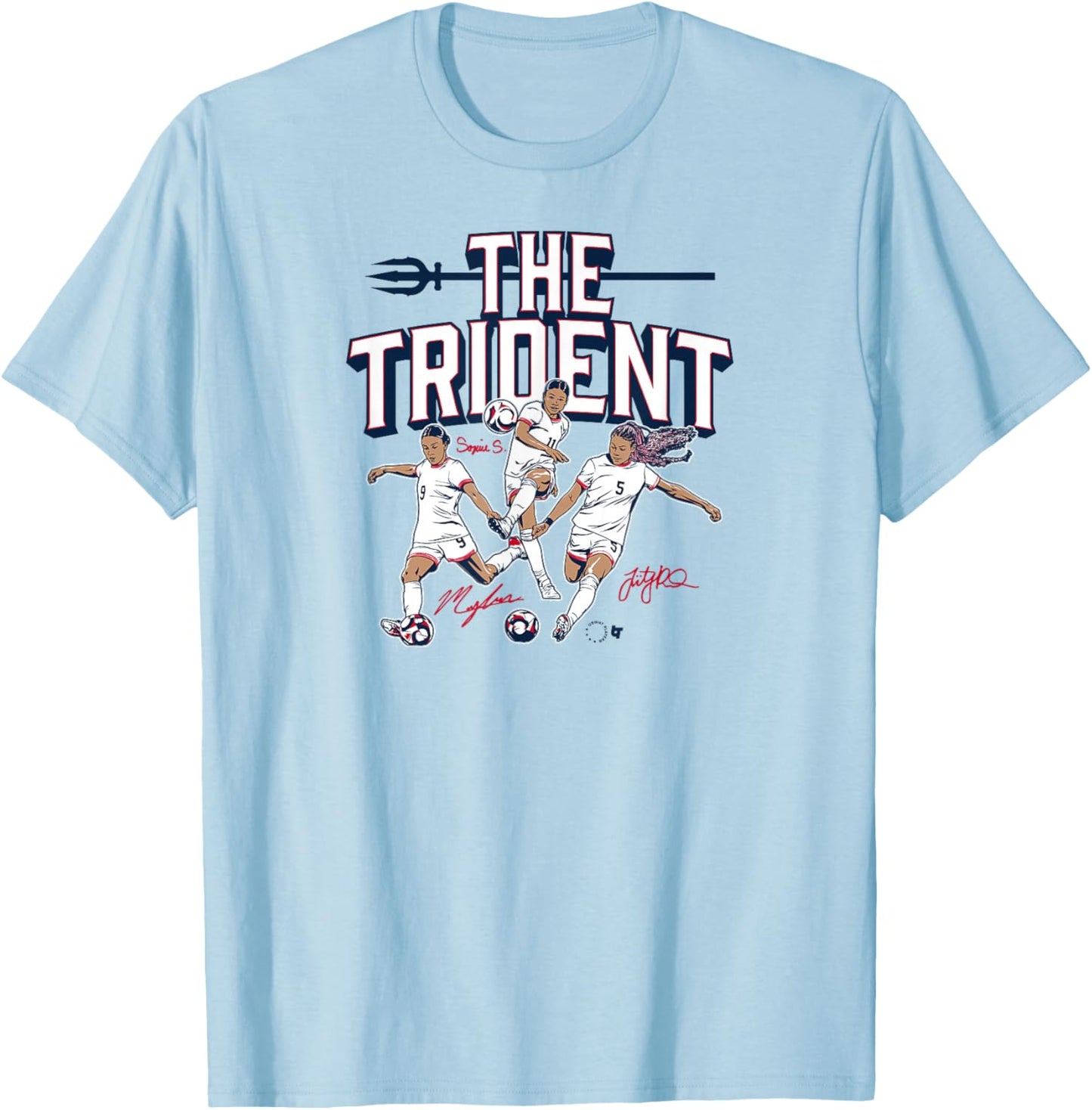 Swanson, Rodman, & Smith - The Trident - USA Women's Soccer T-Shirt - T-Shirt | Light Blue