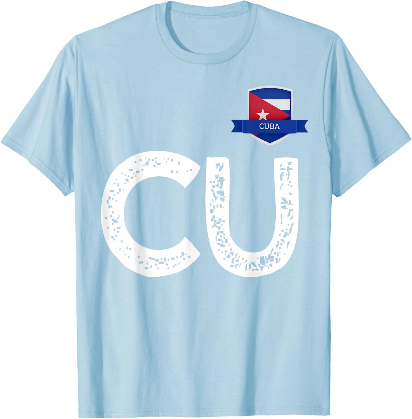 Cuba Human-Flag Letter C and U Cuban T-Shirt - T-Shirt | Light Blue