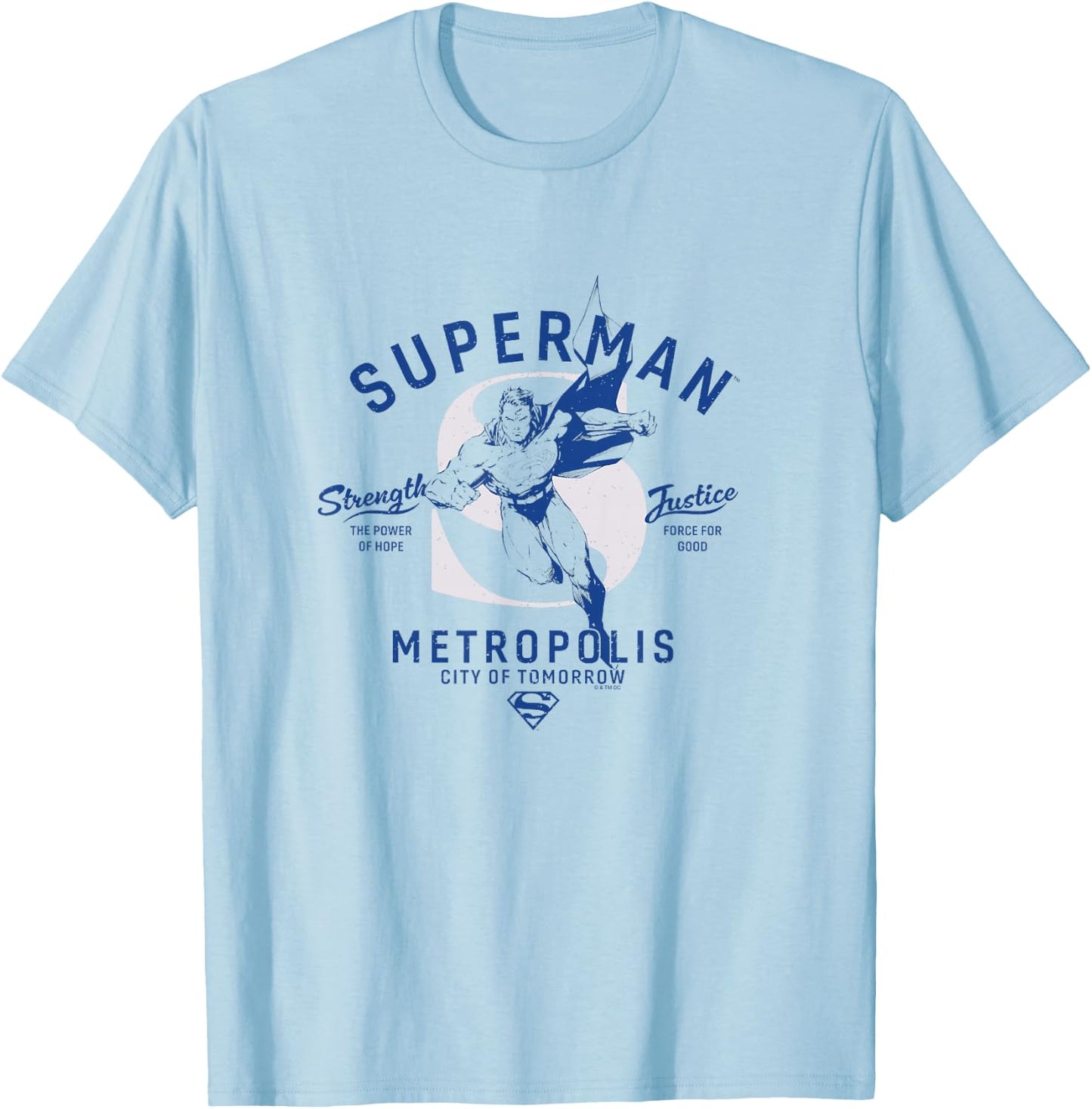 DC Comics Superman Metropolis City Of Tomorrow Vintage Logo T-Shirt - T-Shirt | Light Blue