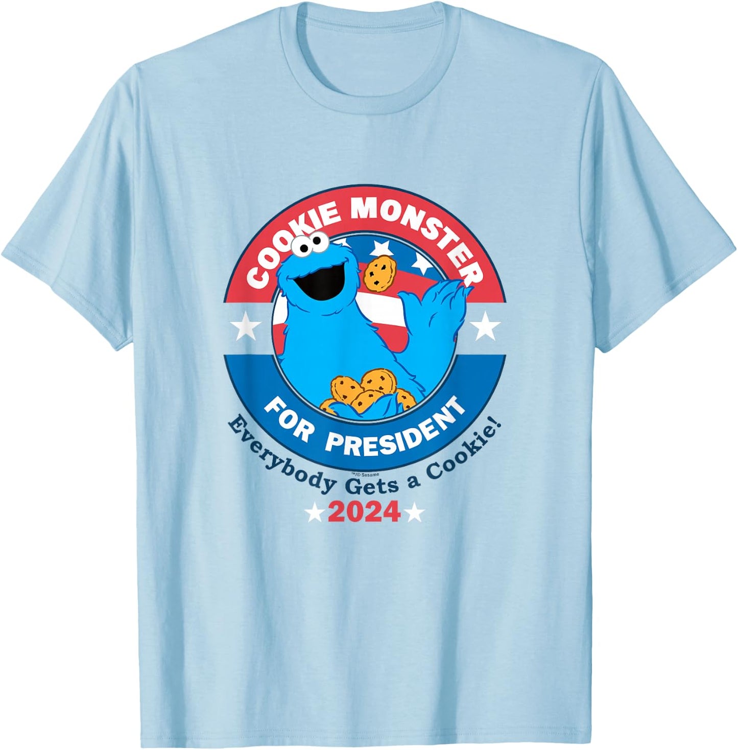 Sesame Street Cookie Monster for President T-Shirt - T-Shirt | Light Blue