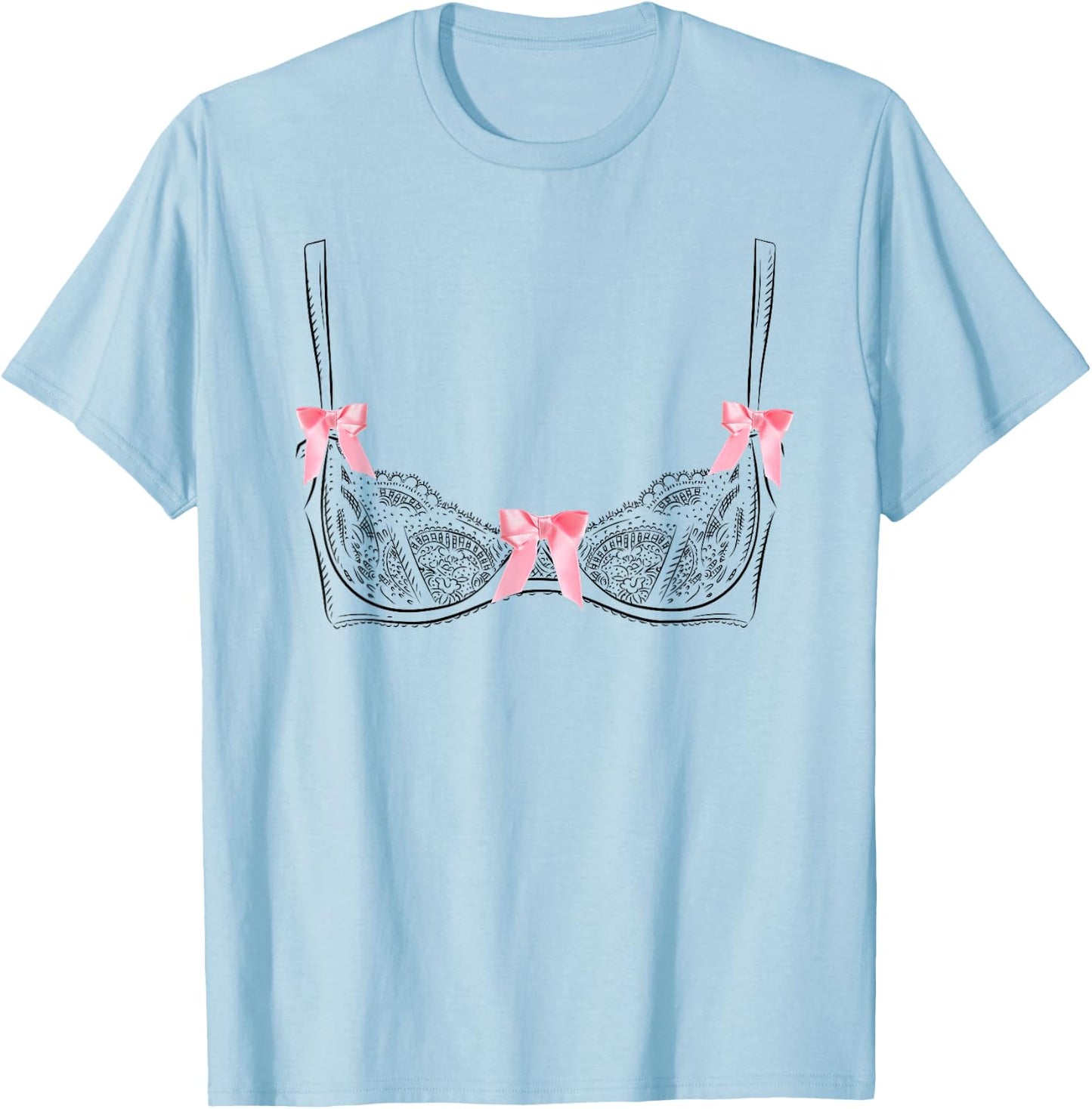 Graphic Lingerie Bra T-Shirt - T-Shirt | Light Blue