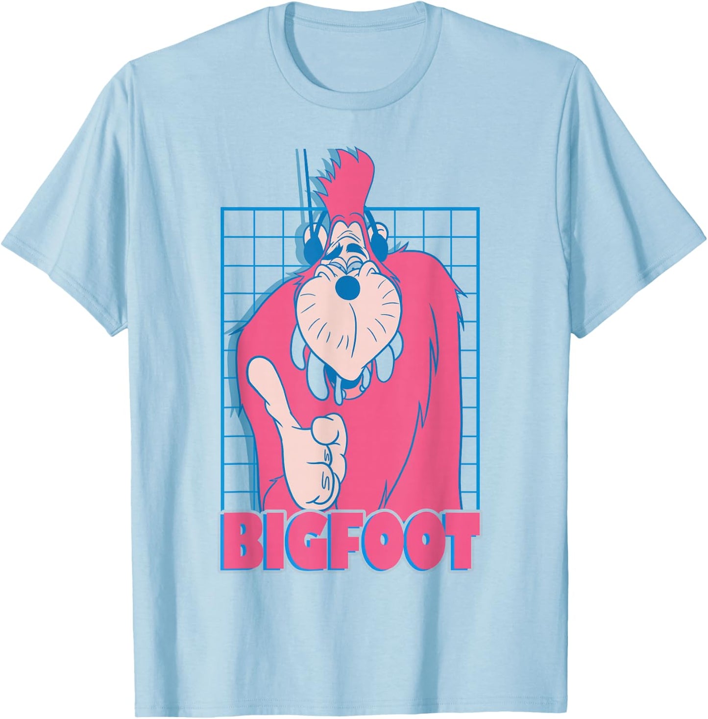 Disney A Goofy Movie Retro Vintage Neon Bigfoot Grid T-Shirt - T-Shirt | Light Blue
