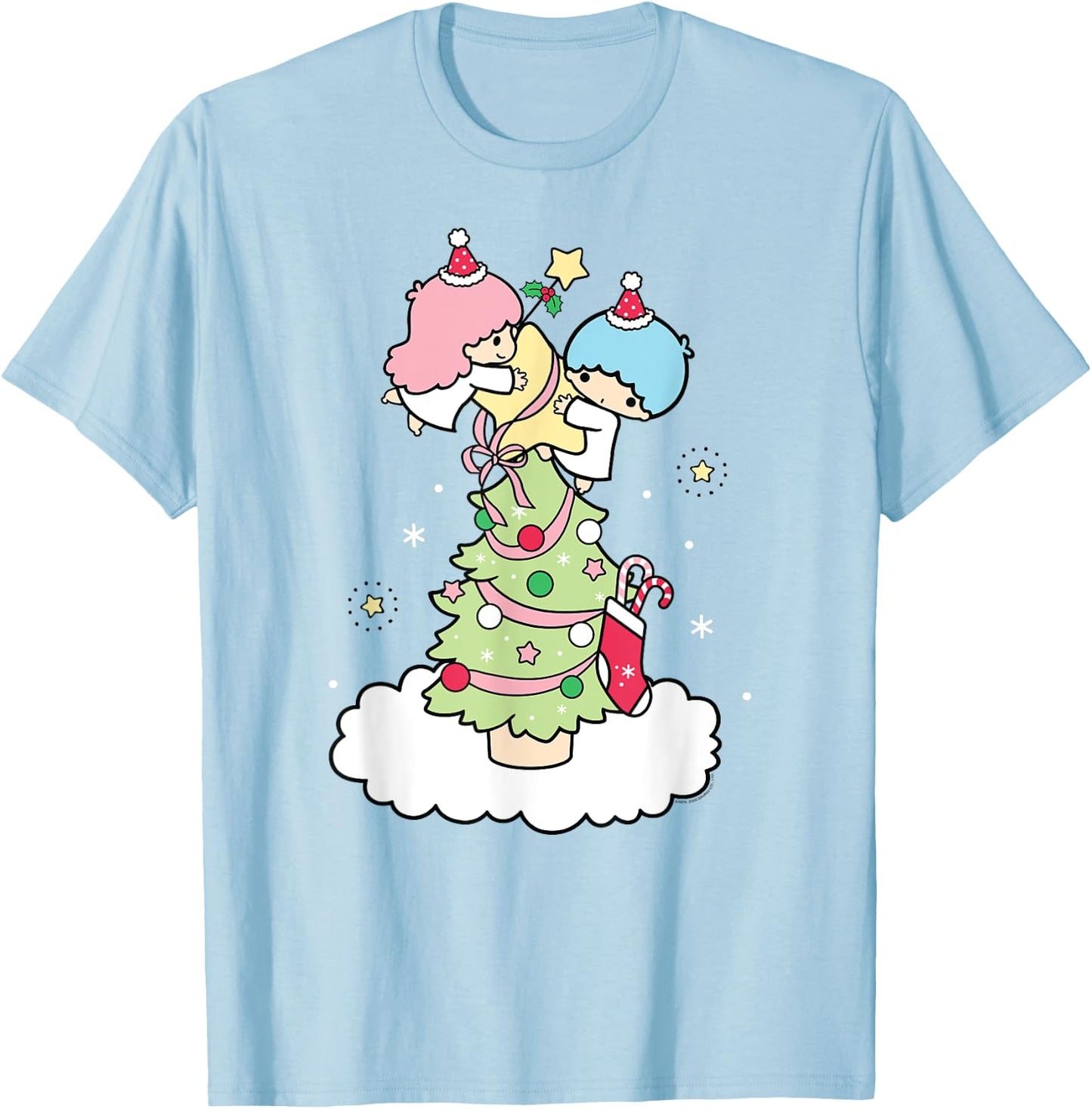 Little Twin Stars Christmas Tree T-Shirt - T-Shirt | Light Blue