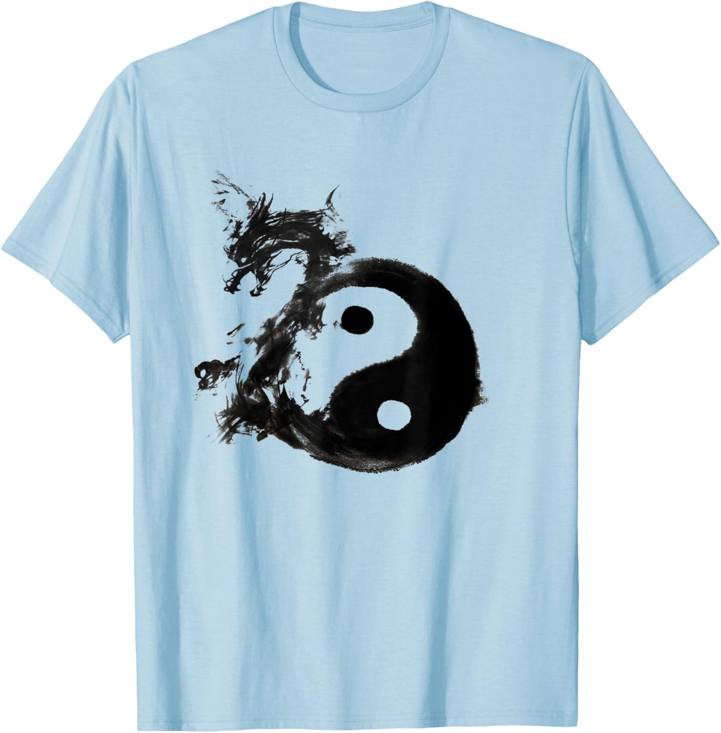 Tai Chi Flow Water Ink Chi Yin Yang Dragon Lunar New Year T-Shirt - T-Shirt | Light Blue