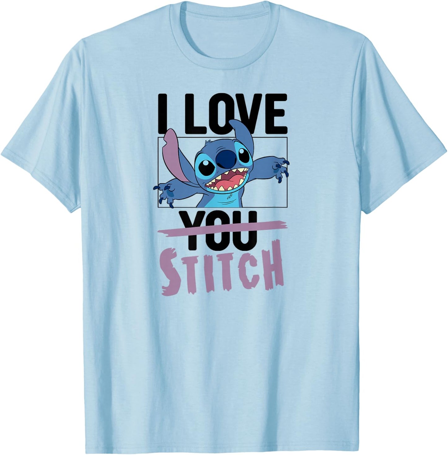 Lilo & Stitch - Valentines Day I Love Stitch T-Shirt - T-Shirt | Light Blue
